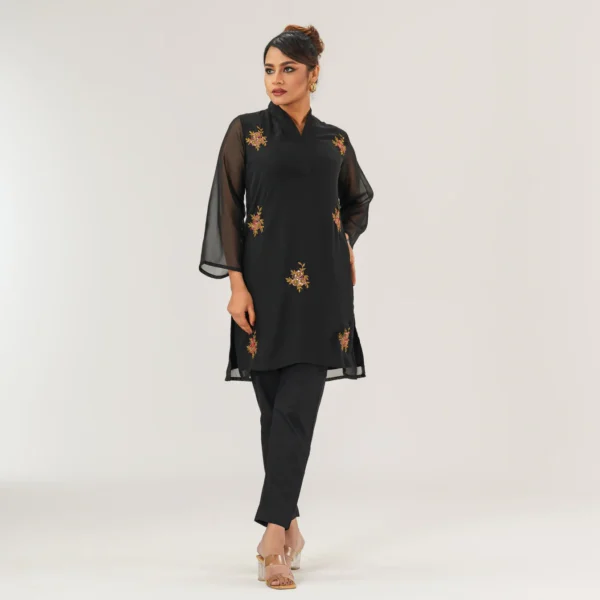 Womens Black Ethnic Kurti - Image 2