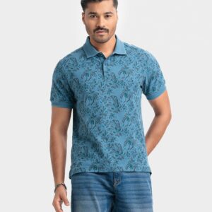 Blue Cotton Short Sleeve Polo